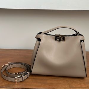 Genuine leather top handle crossbody